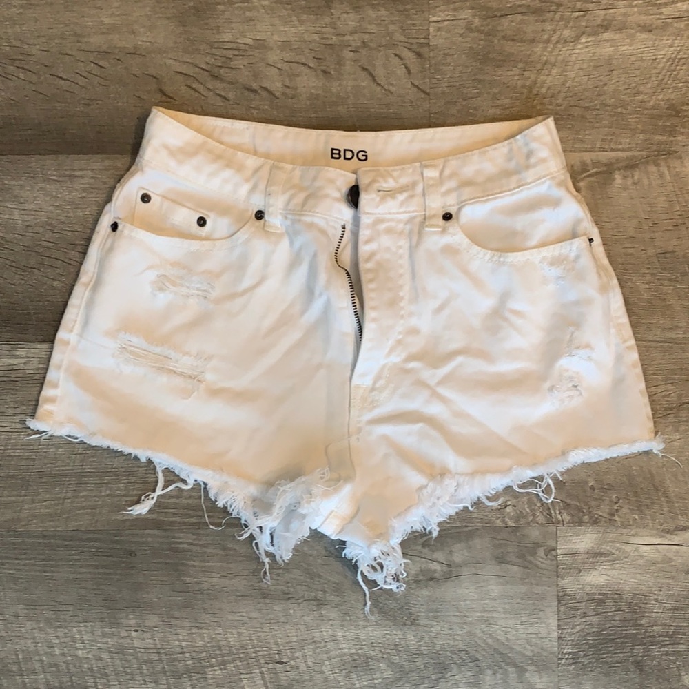 Bdg white high waisted jean shorts